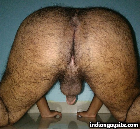 Indian Gay Porn: Horny and slutty desi versatile guy exposes his hairy ass and thick dick