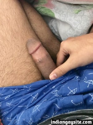 Desi gay hunk showing off big circumcised cock