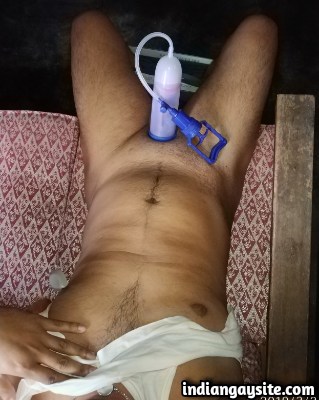 Vacuum Pump Massage Pics of a Horny Desi Hunk