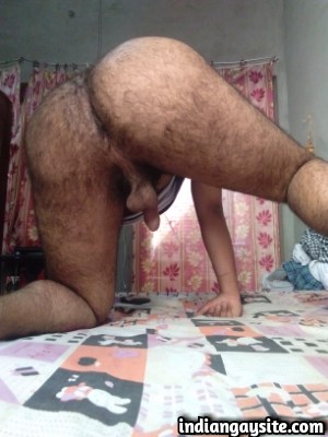 Hairy Indian Hunk shows Round Furry Butt Cheeks