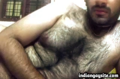 Indian Gay Video of Hairy Hunk Masturbating Naked