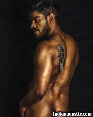Naked Indian Male Model Posing Seductively for Photoshoot