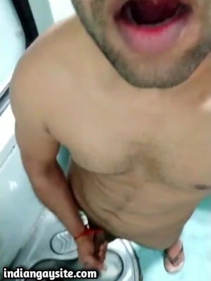 Horny Hunk Jerking in Train Toilet in Indian Gay Video