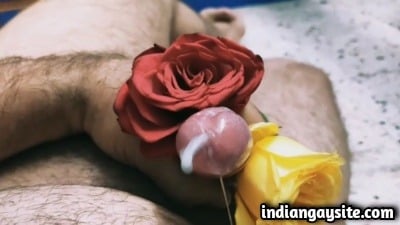 Desi Cock of Horny Hairy Chub Cumming in Roses