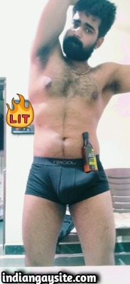 Indian Gay Bear Shows Sexy Naked Hairy Body