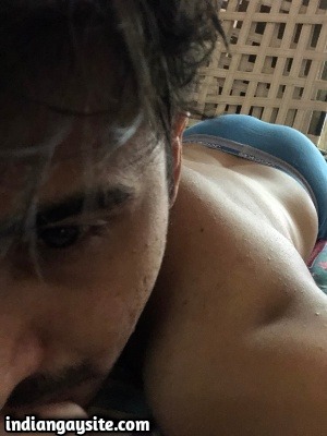 Naked Indian boy exposing big round ass in panties