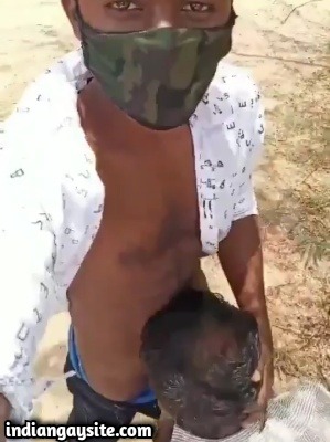 Outdoor gay cruising video of daddy sucking stranger