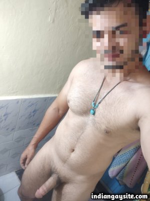 Naked Indian man showing sexy body and big cock