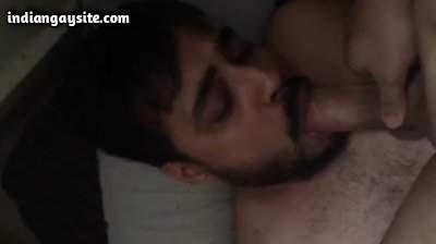 Deep throat mouth fuck of a gay cock slave