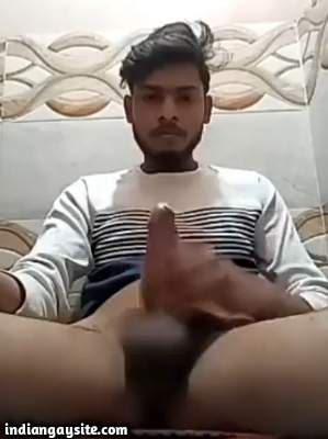 Hard horny boy plays with his big and juicy cock