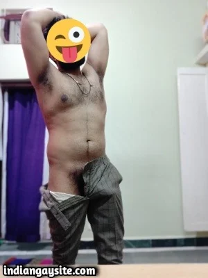 Hairy nude bear teasing hot body and bulge in pics