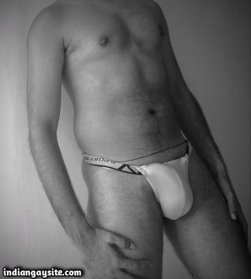 Naked briefs man teasing hot body and big bulge
