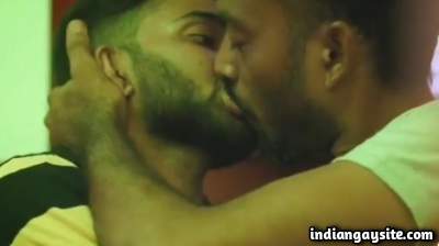 Kissing hot actors filming a sexy gay scene