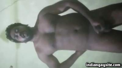 Telugu gay man jerking off his thick uncut cock