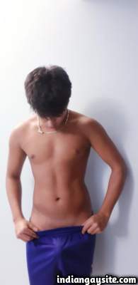 Indian slut boy teasing his naked twinky body