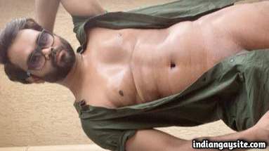 Naked gay man from India teasing sexy body nudes