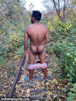 Indian exhibitionist man teasing his sexy body outdoors