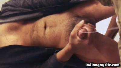 Hot cumming boy playing with long and hard cock