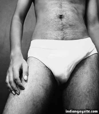 Horny underwear man teasing sexy body in nude pics