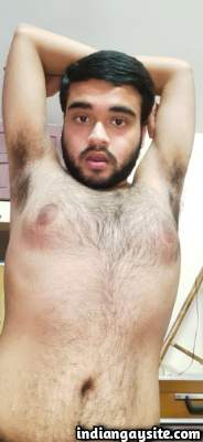 Hairy nude boy teasing his sexy bare body in pics