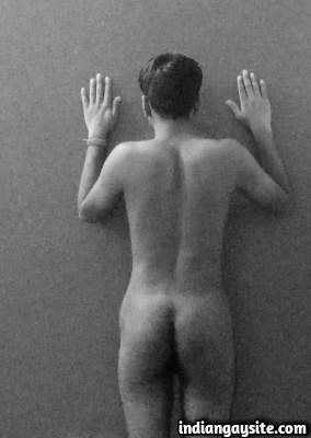 Hairy ass boy teasing nude body and butt in gay pics